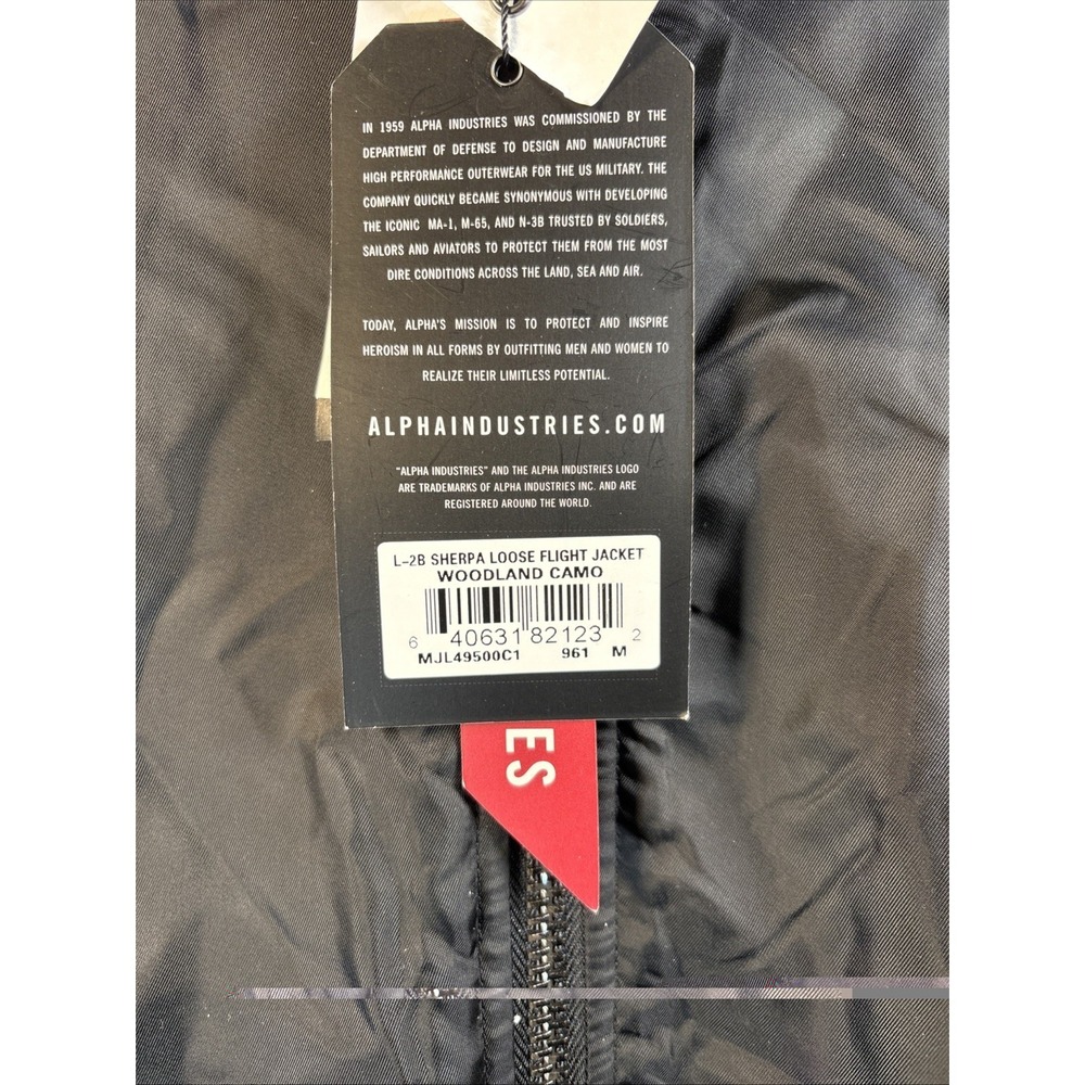 Alpha Industries Jacket Mens Medium Black Camo L-2B Sherpa Reversible Relaxed - Picture 5 of 15